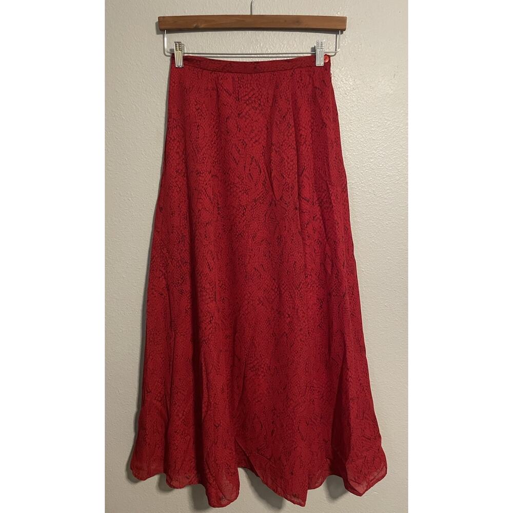 Vintage Oberon By Shani G Womens Maxi Skirt Size 6 Red Snake Print Lined Artsy